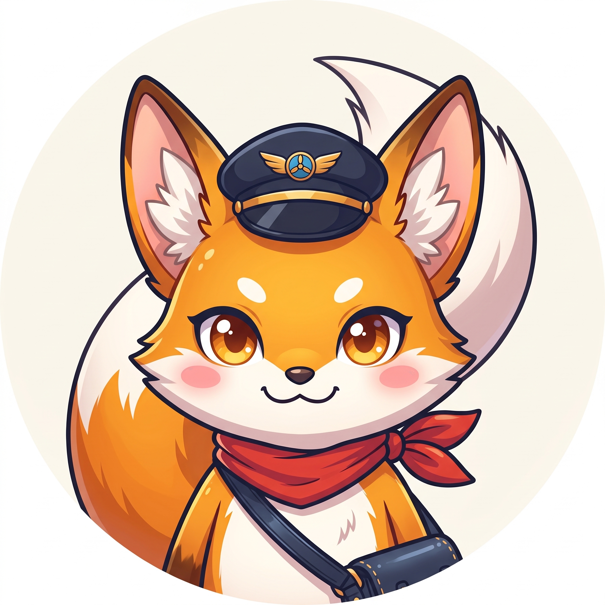 運営者tk-mileraのプロフィールアイコン、パイロット帽をかぶったキツネのキャラクターイラスト